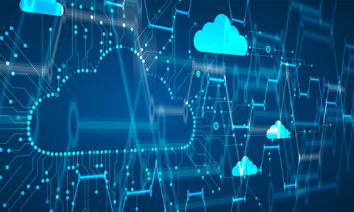 Cloud technology. Integrated digital web concept background